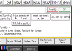 Illustration af skærmen på betjeningspanelet