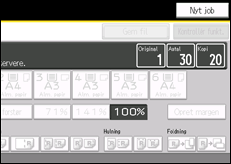 Illustration af skærmen på betjeningspanelet