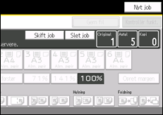 Illustration af skærmen på betjeningspanelet