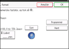 Illustration af skærmen på betjeningspanelet