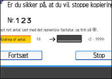 Illustration af skærmen på betjeningspanelet