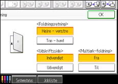 Illustration af skærmen på betjeningspanelet