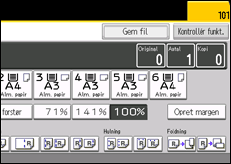Illustration af skærmen på betjeningspanelet