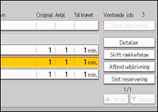 Illustration af skærmen på betjeningspanelet
