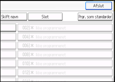 Illustration af skærmen på betjeningspanelet