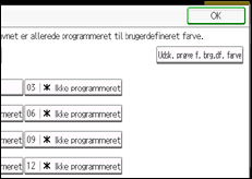 Illustration af skærmen på betjeningspanelet