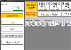 Illustration af skærmen på betjeningspanelet