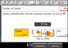 Illustration af skærmen på betjeningspanelet