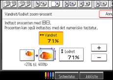 Illustration af skærmen på betjeningspanelet