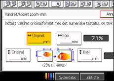 Illustration af skærmen på betjeningspanelet