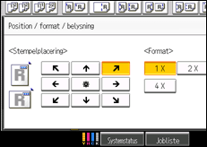 Illustration af skærmen på betjeningspanelet