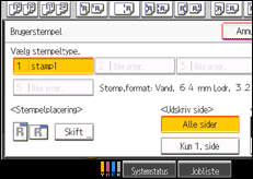 Illustration af skærmen på betjeningspanelet