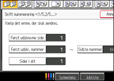 Illustration af skærmen på betjeningspanelet