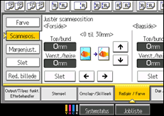 Illustration af skærmen på betjeningspanelet