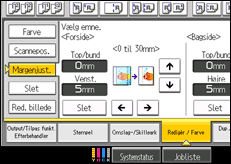 Illustration af skærmen på betjeningspanelet