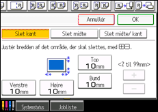 Illustration af skærmen på betjeningspanelet