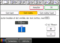 Illustration af skærmen på betjeningspanelet