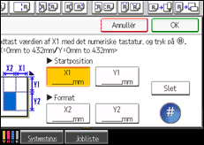 Illustration af skærmen på betjeningspanelet