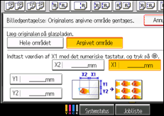 Illustration af skærmen på betjeningspanelet