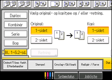 Illustration af skærmen på betjeningspanelet