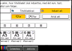 Illustration af skærmen på betjeningspanelet