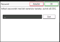 Illustration af skærmen på betjeningspanelet