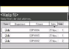 Illustration af skærmen på betjeningspanelet