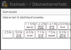 Illustration af skærmen på betjeningspanelet