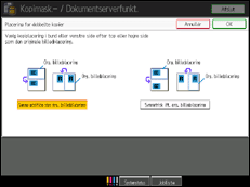 Illustration af skærmen på betjeningspanelet
