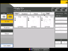 Illustration af skærmen på betjeningspanelet