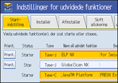 Illustration af skærm på betjeningspanel