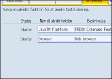 Illustration af skærm på betjeningspanel