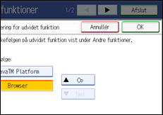 Illustration af skærm på betjeningspanel