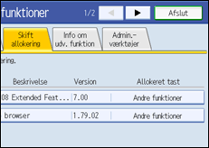 Illustration af skærm på betjeningspanel