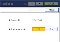 Illustration af skærm på betjeningspanel