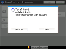 Illustration af skærmen på betjeningspanelet