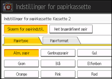 Illustration af skærmen på betjeningspanelet