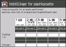 Illustration af skærmen på betjeningspanelet