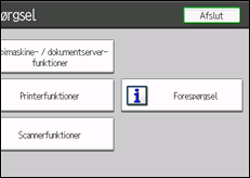 Illustration af skærmen på betjeningspanelet