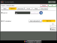 Illustration af skærmen på betjeningspanelet