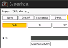Illustration af skærmen på betjeningspanelet
