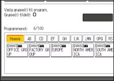 Illustration af skærmen på betjeningspanelet