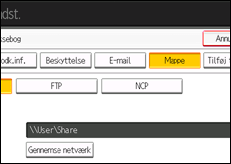 Illustration af skærmen på betjeningspanelet