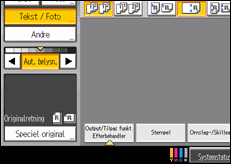 Illustration af skærmen på betjeningspanelet