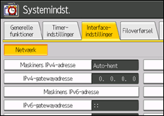 Illustration af sk&aelig;rmen p&aring; betjeningspanelet