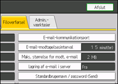 Illustration af sk&aelig;rmen p&aring; betjeningspanelet