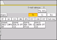 Illustration af skærmen på betjeningspanelet
