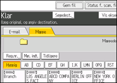 Illustration af skærmen på betjeningspanelet