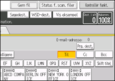 Illustration af skærmen på betjeningspanelet