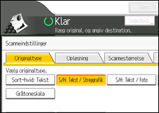 Illustration af skærmen på betjeningspanelet